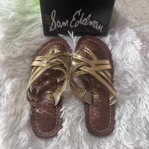 Used Sam Edelman Little girls metallic Gold Strappy Sandals size 12